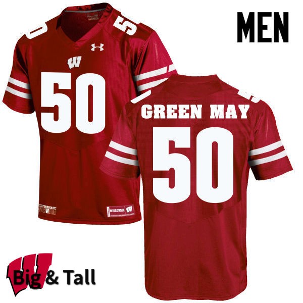 Wisconsin Badgers Men's #50 Izayah Green-May NCAA Under Armour Authentic Red Big & Tall College Stitched Football Jersey II40O54WM